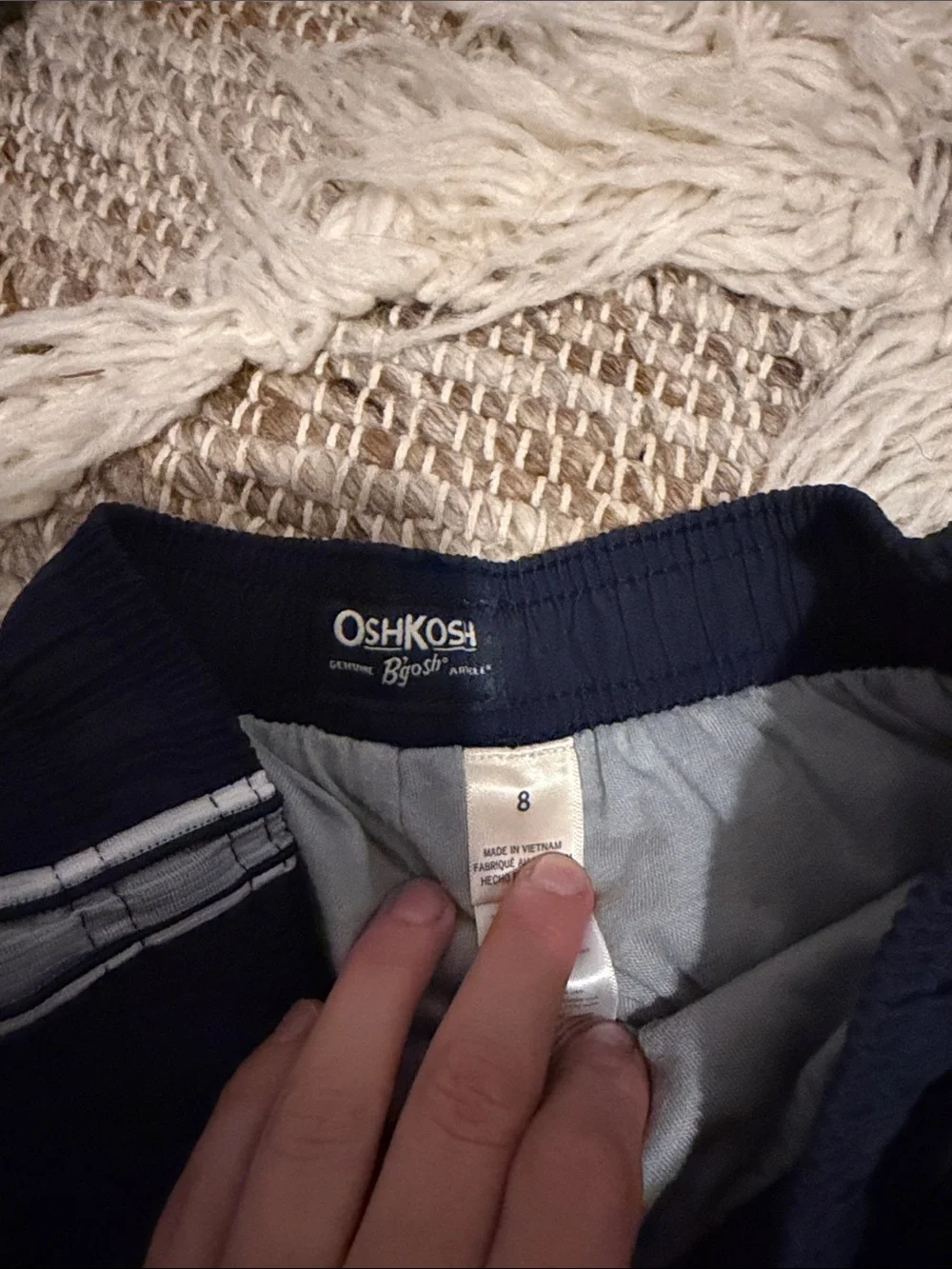 OshKosh B'gosh Navy Joggers with White Side Stripes and Graphic